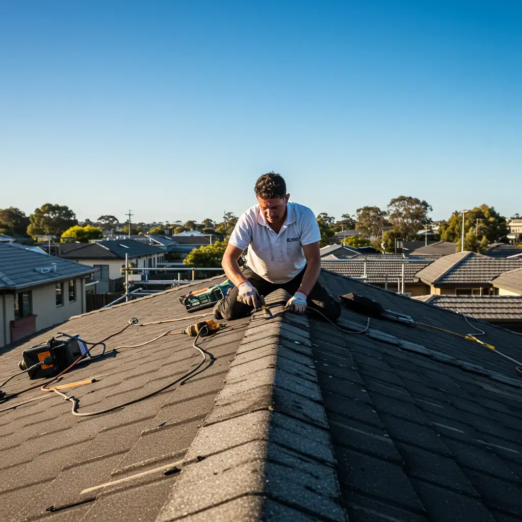 Roofer working on a roof