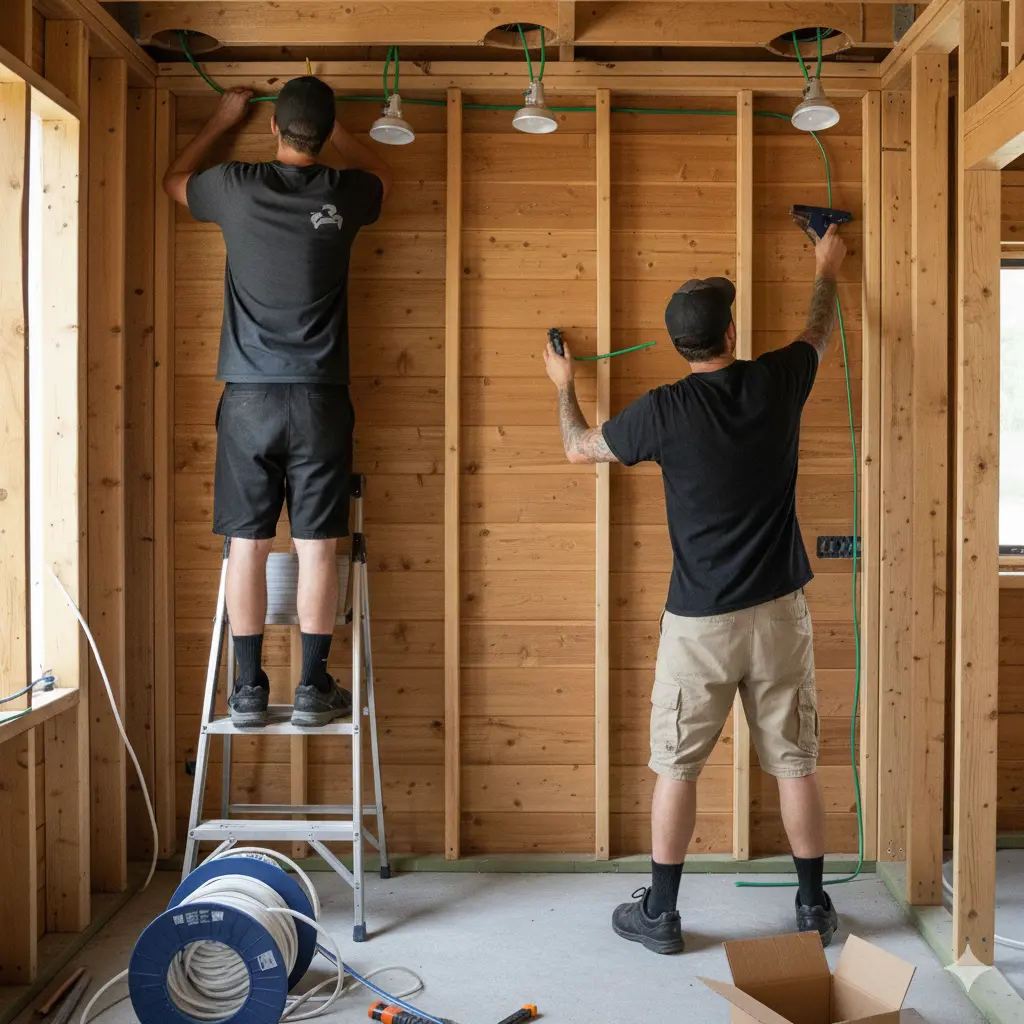 Electrician Installing LED Downlights