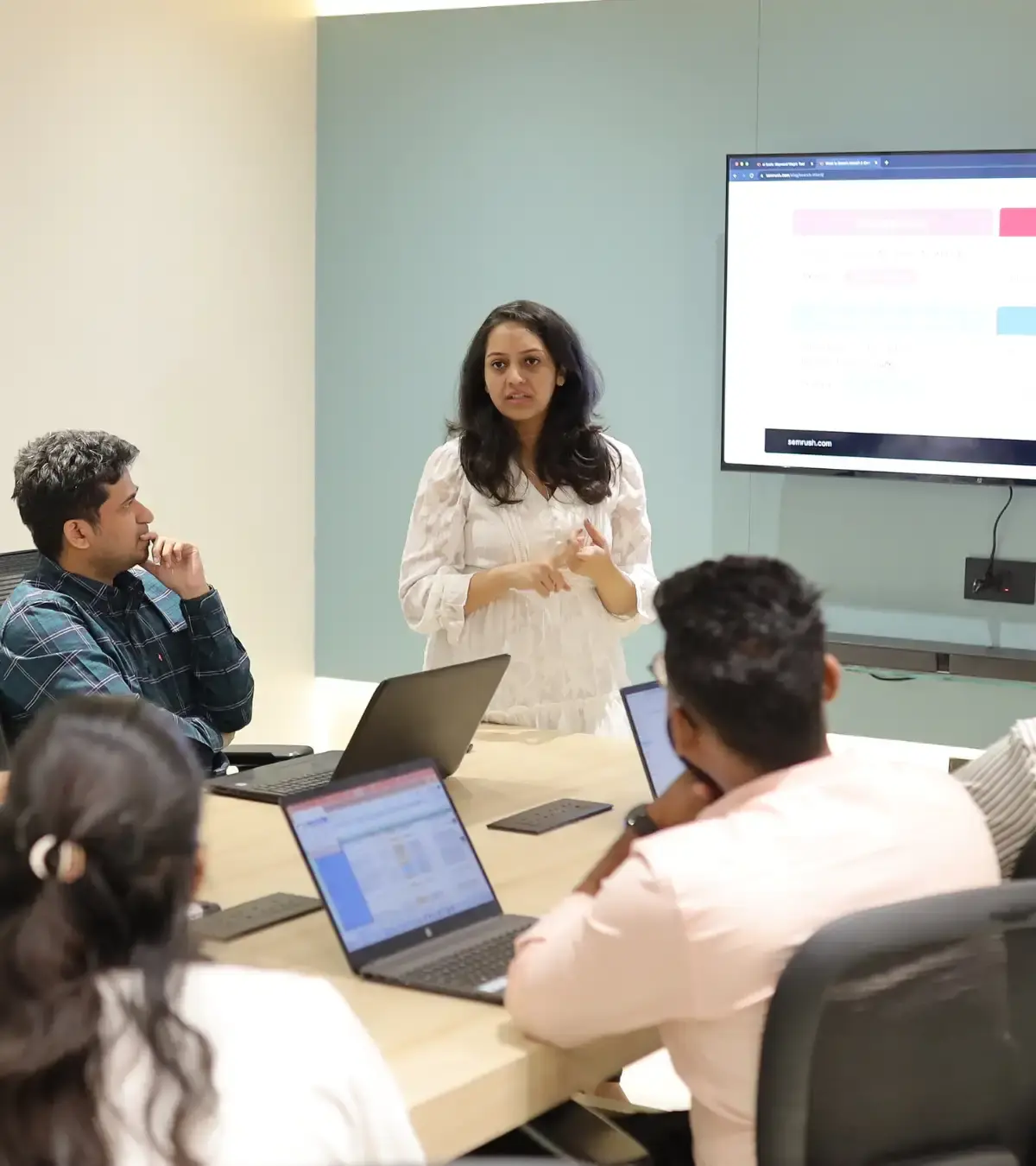 Our Manager explaining Shopify to the team